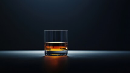 A Single Glass of Amber Liquid on a Dark Surface