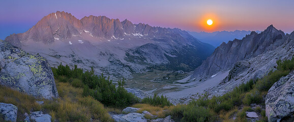 Majestic Mountain Range Sunset Panorama