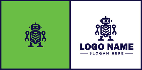 Robotics Company icon Robot manufacturer Automation firm Robotics enterprise flat logo sign symbol editable vector