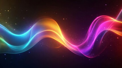 Vibrant Rainbow Waves Flowing Through Space