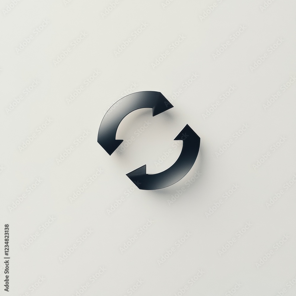 Poster Feedback loop symbol in modern minimalist design on light background showcasing continuity and connection in abstract art. Generative AI