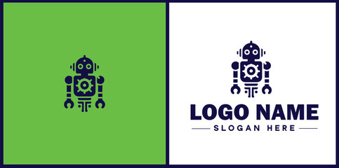 Robotics Company icon Robot manufacturer Automation firm Robotics enterprise flat logo sign symbol editable vector