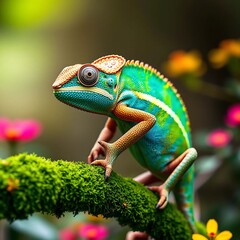 Obraz premium Chameleon on a tree branch