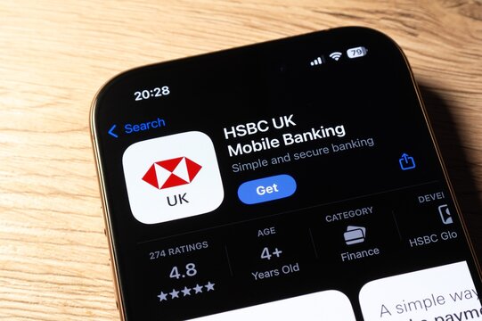 App store with HSBC UK Bank mobile application to be installed