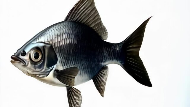 Fish is shown in a white background. 4K Video