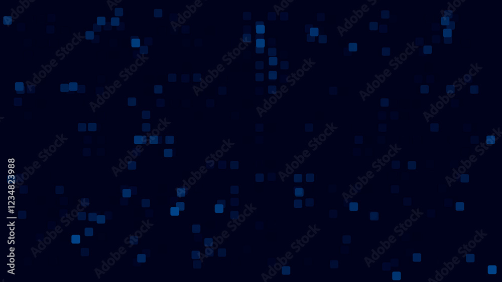 Wall mural abstract blue 3d looped halftone square and rectangles pushing forward digital mosaic background ani
