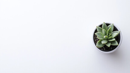 Elegant Green Succulent Plant in White Pot Minimalist Home Decor Room Cute Space Small Photo Image  