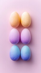 Colorful Decorative Easter Eggs in Pastel Shades on Soft Background
