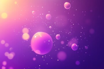 Obraz premium Purple and pink bokeh with floating bubbles in soft light