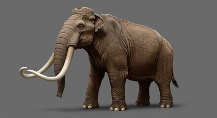Obraz premium Realistic depiction of a majestic elephant standing on a neutral background
