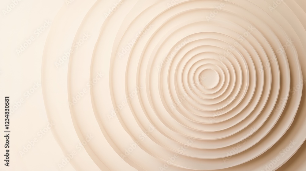 Poster circular patterns in soft beige tones showcasing concentric circles and smooth textures in a minimal