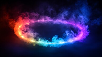 Smoke ring, multi-color, dark background, abstract use