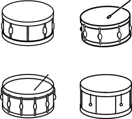 A Set of Snare drum line art illustration.