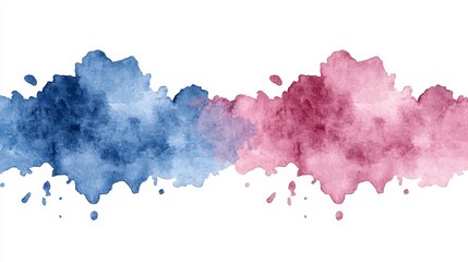 Obraz premium Abstract Blue and Burgundy Watercolor Wash Painting