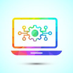 Information technology icon design illustration. Digital tech icon, low poly style