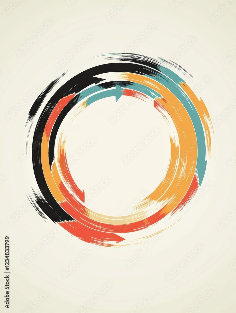 Fototapete colorful abstract swirl of arrows representing motion and transition in a creative design. generativ