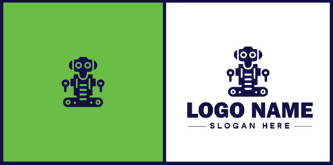 Robotics Company icon Robot manufacturer Automation firm Robotics enterprise flat logo sign symbol editable vector
