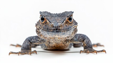 Obraz premium Close-up View of a Bearded Dragon on a Neutral Background