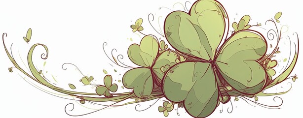 Simple line drawing of a shamrock with green lines on a white background