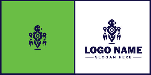 Robotics Company icon Robot manufacturer Automation firm Robotics enterprise flat logo sign symbol editable vector
