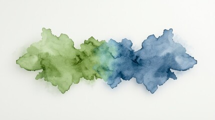Obraz premium Abstract Green and Blue Watercolor Wash on White Background