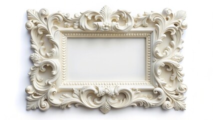 white ornamental victorian style picture frame design for luxury style mockups in advertisement on white 

