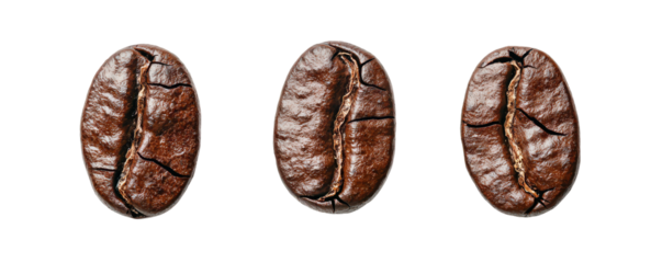 Rich coffee beans arranged in top view, showcasing their texture and color