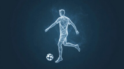 Obraz premium Abstract soccer player kicking ball.