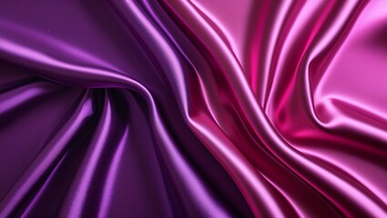 Obraz premium Luxurious Silk Satin Background in Dark Purple, Pink, and Magenta, Featuring Glossy Texture and Seamless Blending for a Sophisticated, Elegant Look
