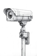 A detailed illustration of a surveillance camera, symbolizing security, monitoring, and modern technology in a digital world.