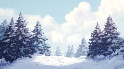 Obraz premium Snowy trees, sky background, winter landscape, stock image
