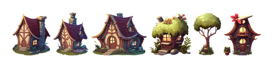 Vector cartoon cosmic houses. Planet illustration. Futuristic city.