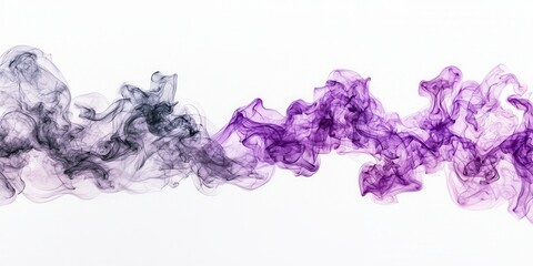 Fototapeta premium Abstract Purple and Gray Smoke Swirling on White Background