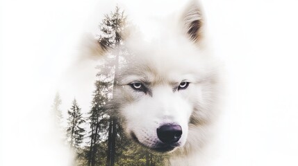 Fototapeta premium Double exposure dog portrait