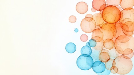 Abstract Watercolor Circles Background Orange, Red, and Blue on White