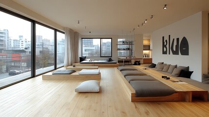 Modern Minimalist Apartment City View Living Room Design