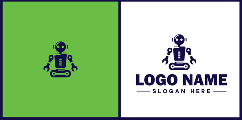 Robotics Company icon Robot manufacturer Automation firm Robotics enterprise flat logo sign symbol editable vector
