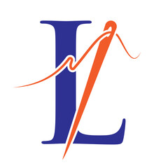 Letter L Sewing Needle Logo Design for Embroider, Textile, Fashion, Cloth, Fabric Symbol
