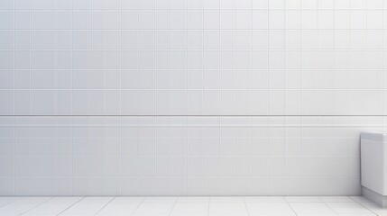 Bright White Chequered Tile Wall with Clean Bathroom Floor and Seamless Background Ideal for Interior Design and Renovation Projects