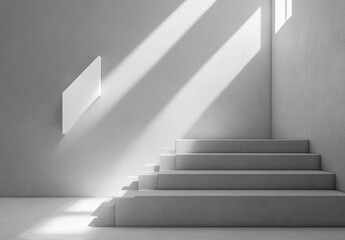 Obraz premium Concrete Staircase Leading to Success with Upward Arrow