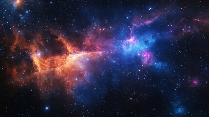 Fototapeta premium Cosmic deep space nebula with vivid swirling colors and stars in the universe background