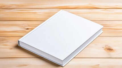 Fototapeta premium Blank White Book On Light Brown Wooden Background