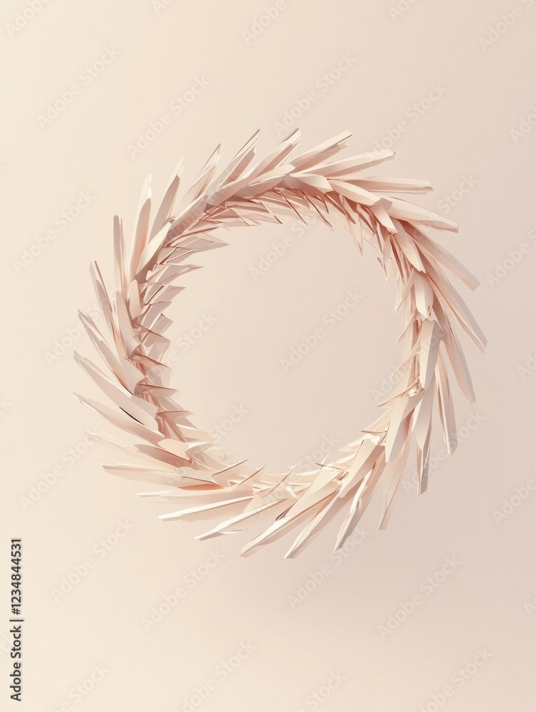 Poster Creative display of delicate wooden sticks arranged in a circular formation on a soft, neutral background showcasing artistry. Generative AI