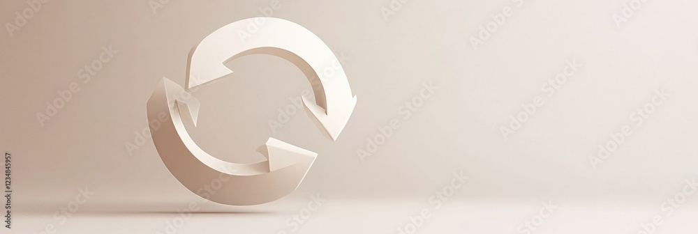 Poster sustainable recycling symbol depicted in minimalistic design on a soft beige background. generative 
