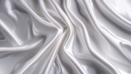 Obraz premium White Abstract Background with Elegant White Silk Satin, Featuring Fluid, Smooth Textures and Subtle Shimmer for a Refined, Luxurious, and Contemporary Visual Aesthetic
