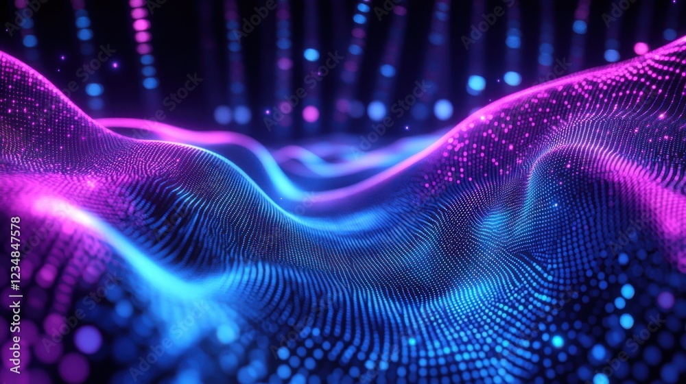 Poster abstract background with glowing lines and dots in a geometric ai-generated pattern