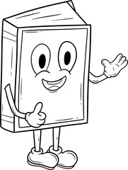 cute book character cartoon outline