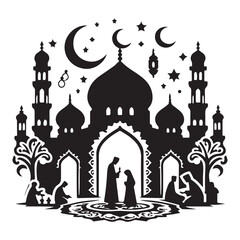 Traditional Islamic art design for Muslim festive occasions