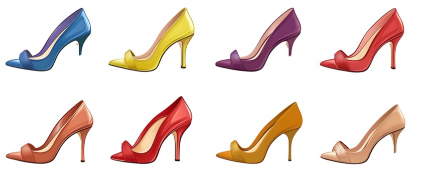 set of colorful heals isolated on a transparent background  - Powered by Adobe