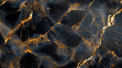 Black and gold marble texture with golden veins deep rich surface design for background use